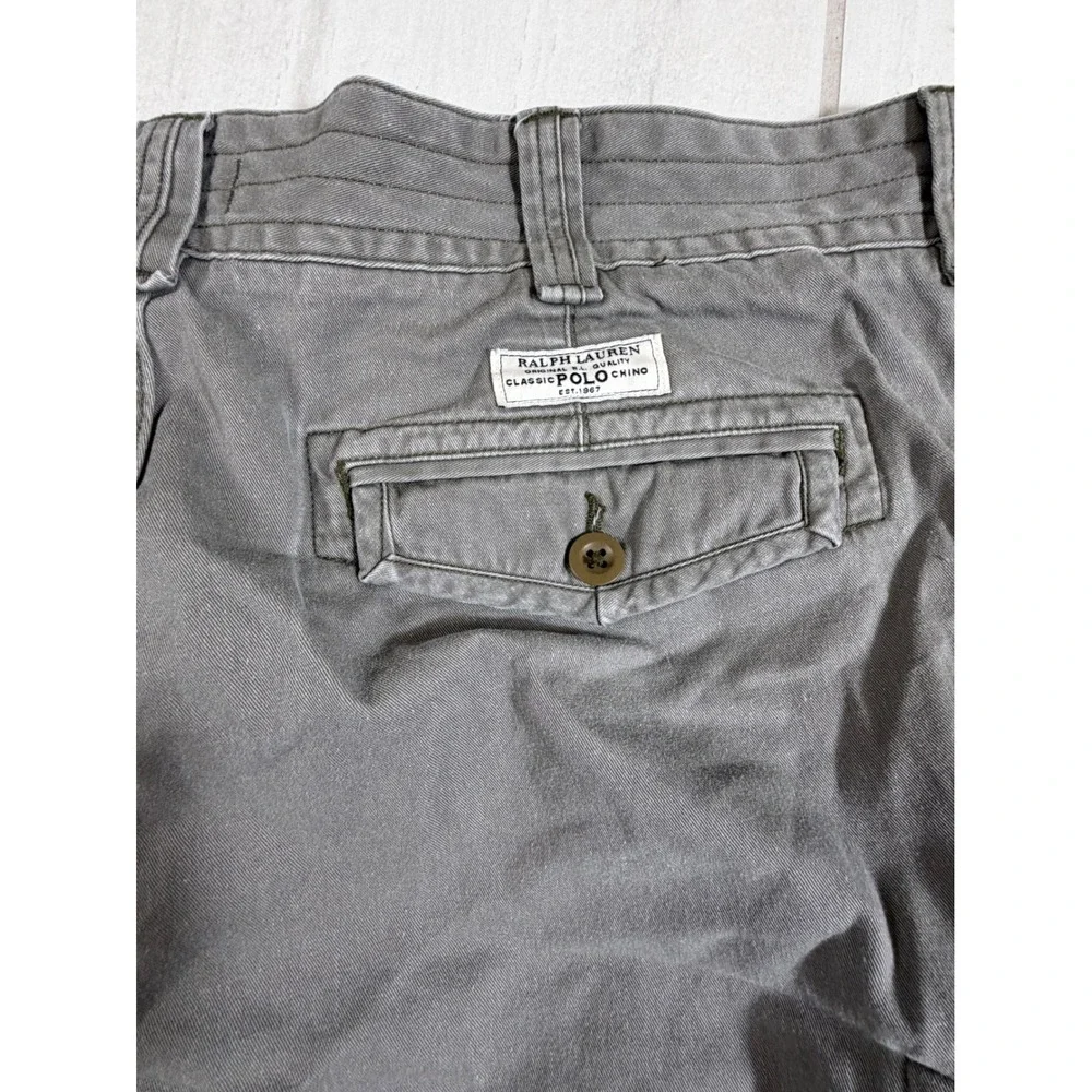 Polo Ralph Lauren Mens Olive Green Cotton Twill Cargo Shorts Size 42 Relaxed Fit